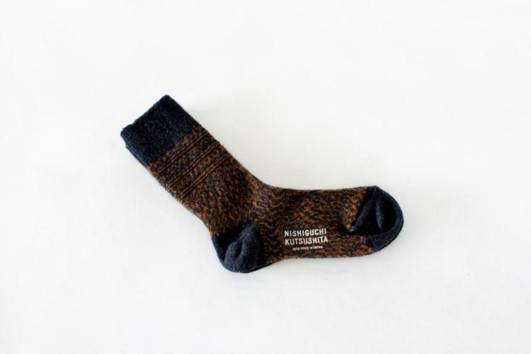 ウールジャガードソックス S／NISHIGUCHI KUTSUSHITA