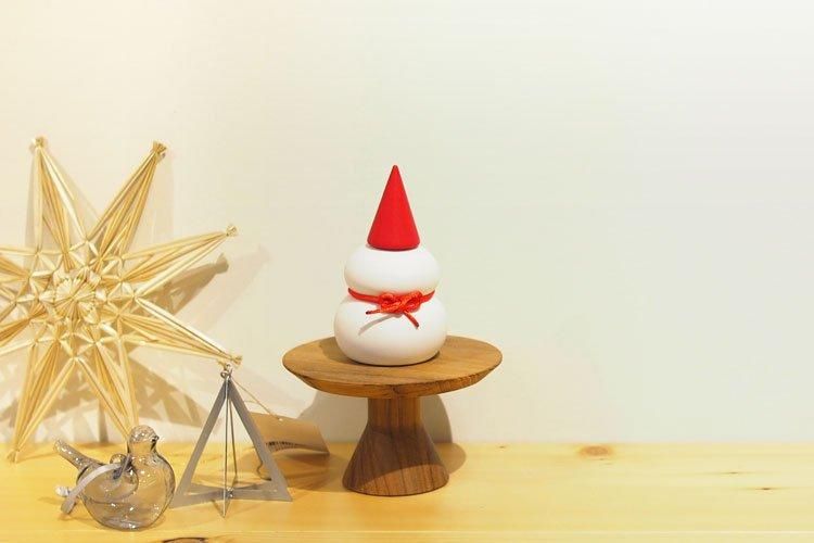 半磁器のLEDライト 雪だるま