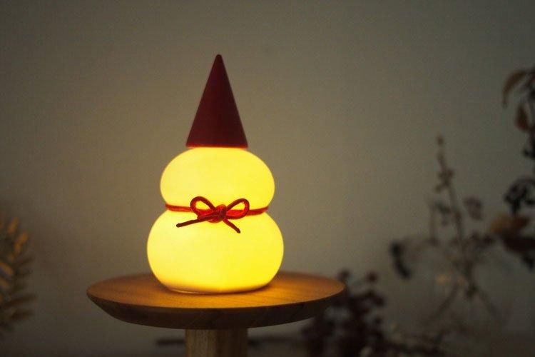 半磁器のLEDライト 雪だるま